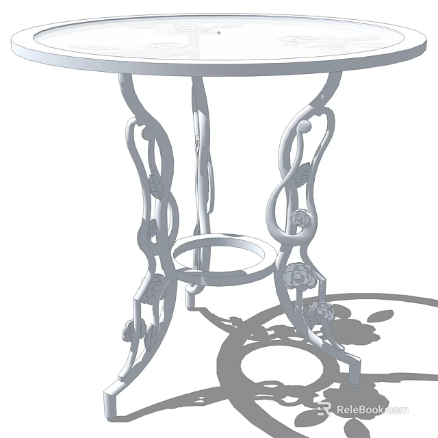 Elegant Outdoor Table With Intricate Metal Frame And Curved Legs For Garden 3d model 