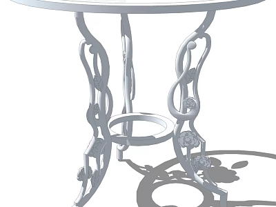 Elegant Outdoor Table With Intricate Metal Frame And Curved Legs For Garden 3d model
