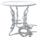 Elegant Outdoor Table With Intricate Metal Frame And Curved Legs For Garden