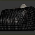 Modern Black Woven Chair With Beige Cushion And Brown Decorative Pillow