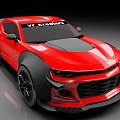 Red Modern Modified Sports Car With Advanced Aerodynamic Body Enhancements