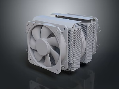 Modern Gray Household Cooling Device With Fan And Heat Sink Structure 3d model