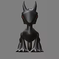 Black Mythical Creature with Pointed Ears Red Eyes and Curved Tail 3d model