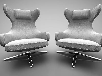 Modern Gray Fabric Office Chair With Unique Backrest Design And Swivel Metal Base 3d model