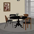 Cozy Interior With Round Dining Table Chairs Decorative Artwork Floor Lamp Plant And Window Blinds