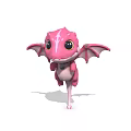 Cute Pink Cartoon Dragon Character With Big Eyes And Wings