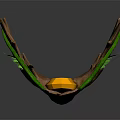 Wooden Forest Themed Mask With Branch Decorations Green Leaves And Yellow Heart Gemstone