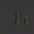 Wooden Stone Tree Stumps With Natural Texture In Different Sizes 3d model