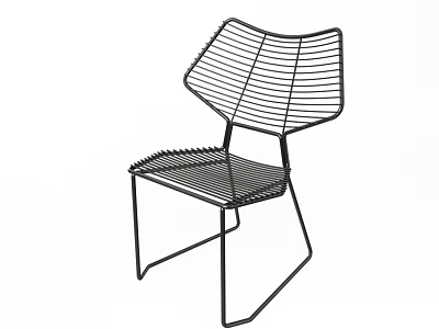 Modern Metal Outdoor Chair With Sleek Wire Frame And Comfortable Seat Design 3d model