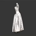 White Sleeveless Long Dress with Pleated Design Displayed on Mannequin Against Dark Background
