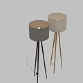 Modern Floor Lamps With Dark Gray And Beige Shades Wooden Tripod Bases