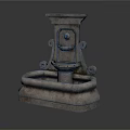 Classical Garden Ornament Stone Fountain With Curved Decor Square Base And Circular Ornament