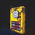 Yellow Weathered Handheld Device With Screen Buttons And Antenna