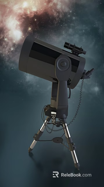 Professional Commercial Telescope Equipment With Sturdy Tripod And Starry Sky View 3d model 