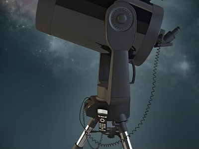 Professional Commercial Telescope Equipment With Sturdy Tripod And Starry Sky View 3d model