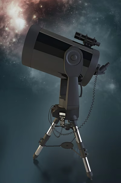 Professional Commercial Telescope Equipment With Sturdy Tripod And Starry Sky View 3d model