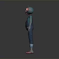 Cartoon Game and Movie Character With Large Eyes Antennae Blue Overalls and Red Shoes