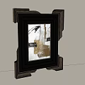 Elegant Black Photo Frame With Gold Accents And Abstract Artwork In White Black Gold Tones
