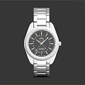 Stylish Silver And Blue Metallic Watch With Round Dial Shiny Surface