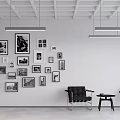 Modern Public Office Space Design With Pendant Lights Black Bar And High Stools