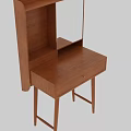 Natural Wooden Dressing Table With Mirror Drawers Shelves And Sleek Leg Design