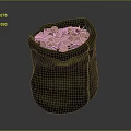Black Fabric Bag Full Of Golden Coins On Gray Background