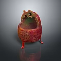 Artistic Vintage Decorative Ornament Set With Red Green Finish Intricate Patterns And Leg Base