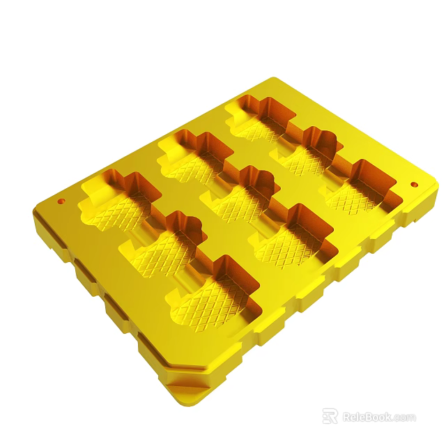 Yellow Plastic Tray With Multiple Compartments For Storage Applications 3d model