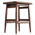 Modern Wooden Bar Stools Featuring Woven Seat and Sturdy Crossbar Design