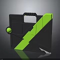 Black Device Structure With Green Geometric Accents Handle And Ball 3d model