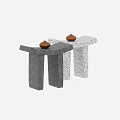 Concrete Side Tables With Modern Minimalist Design Displayed In Various Angles And Decorative Balls