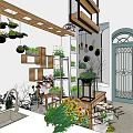 Plant And Flower Store Interior With Shelves Potted Greenery And Decorative Plants