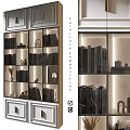 Modern Bookshelf With Glass Doors LED Lighting And Decorative Items For Home
