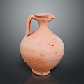 Terracotta Hand Carved Sculpture Vessel With Bird Headed Spout Curved Handle And Holed Surface