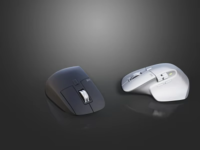 Black and Silver Wireless Computer Mice With Ergonomic Design and Modern Style 3d model