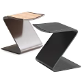 Stylish Z Shaped Modern Stools Featuring Metal Frame And Wooden Black Tops