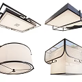 Modern Ceiling Lights With Geometric Round Square Designs And Fabric Metal Frames 3d model