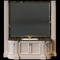 Elegant Bathroom Vanity With Framed Mirror Marble Countertop And Light Cabinets