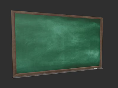 Classic Large Green Chalkboard With Wooden Frame Against Dark Background 3d model