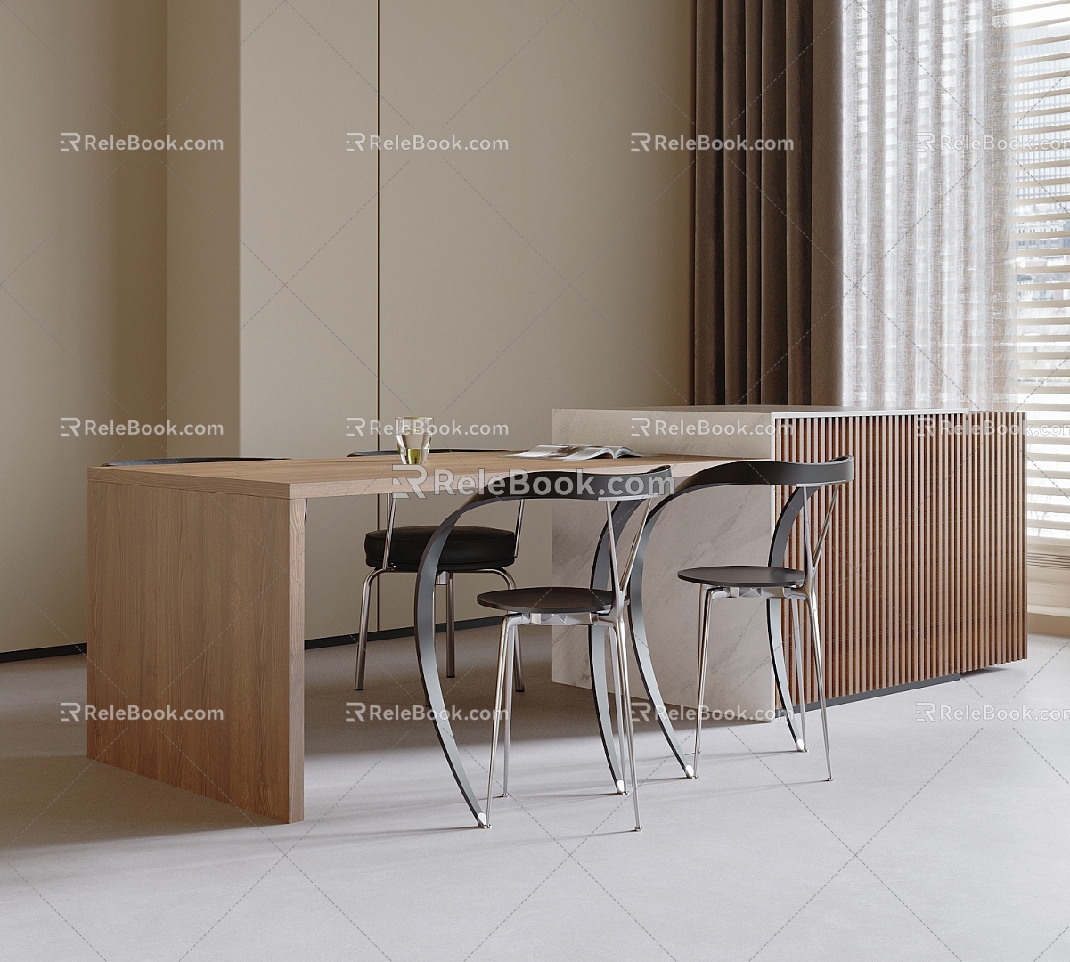 Dining table and chair combination dining chair dining table 3d model