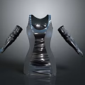 Modern Silver Dress Shaped Household Item With Black Side Straps For Clothes Hanging