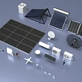 Public Facilities Equipped With Solar Panels Water Heaters And Energy Saving Devices 3d model