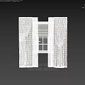 Beige Double Layer Curtains With White Sheer Panels And Tiebacks For Window 3d model