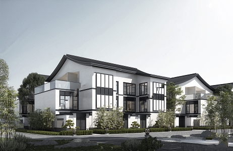 New Chinese Townhouse Single Villa 3d model