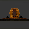 Orange Mechanical Device on Circular Base with Textured Surface Top Component and Front Illuminated Part