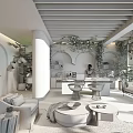 Modern Office Interior Design With Wooden Ceiling Green Plants And Comfortable Sofa
