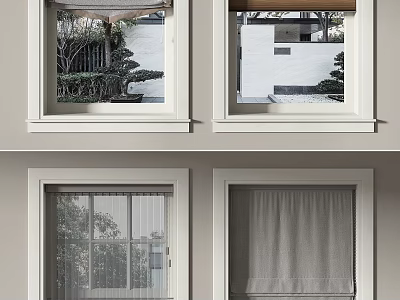 Different Curtain Types For Home Windows With Sheer And Blind Designs 3d model