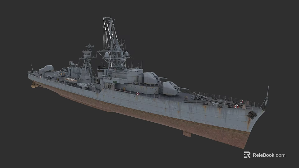 Detailed Warship 3D Model With Military Vessel Structure And Antenna Systems 3d model 