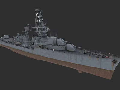 Detailed Warship 3D Model With Military Vessel Structure And Antenna Systems 3d model