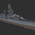 Detailed Warship 3D Model With Military Vessel Structure And Antenna Systems